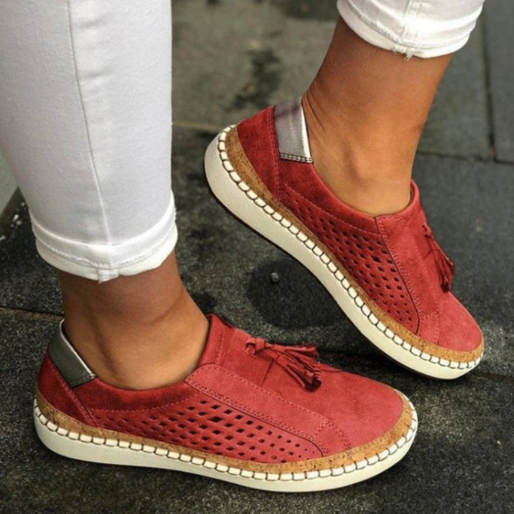 Comfortable women's orthopedic slip-on walking shoes with arch support. Perfect for everyday casual wear.