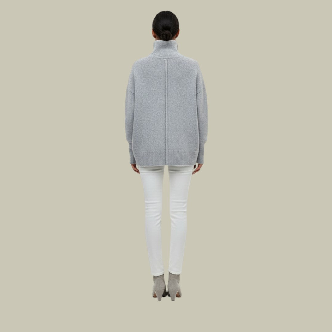 Stylish women's winter turtleneck sweater, oversized and loose fit for ultimate comfort