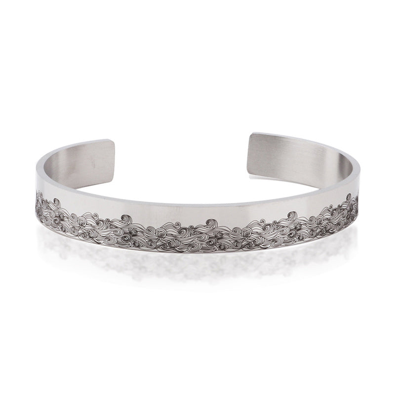 Modern open wave bracelet, high-quality stainless steel fashion accessory