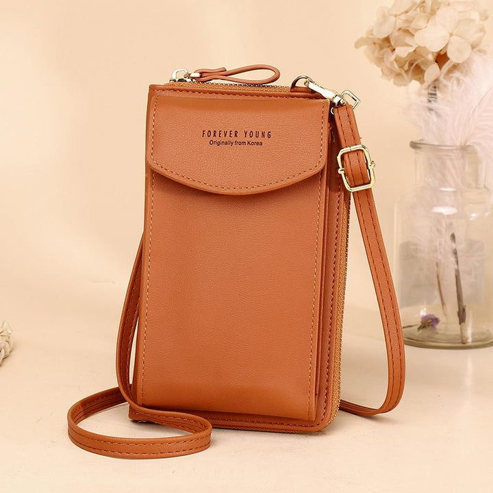Interior view of the women's phonebag wallet, highlighting its spacious phone compartment