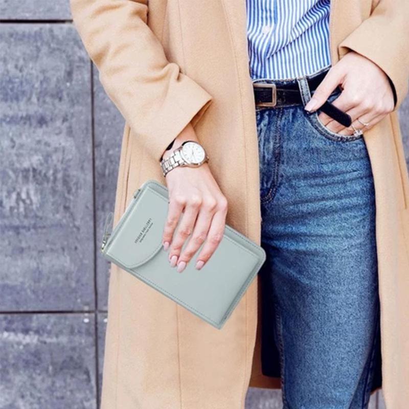 Elegant women's crossbody pouch wallet in black, perfect for everyday use or as a gift