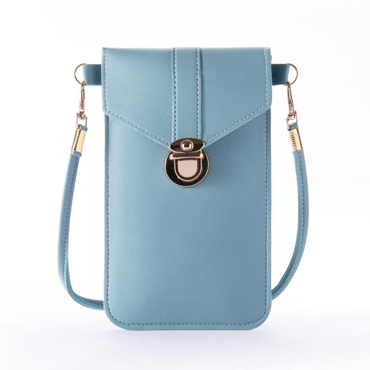 Gift-ready women's touchscreen crossbody phone bag, presented in stylish packaging