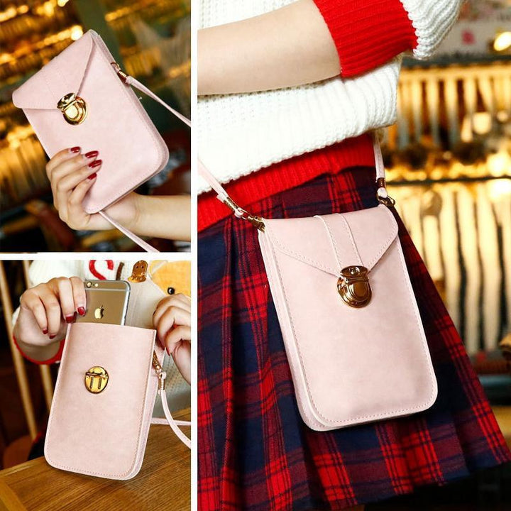 Women's small shoulder bag with touchscreen access, a versatile and practical accessory