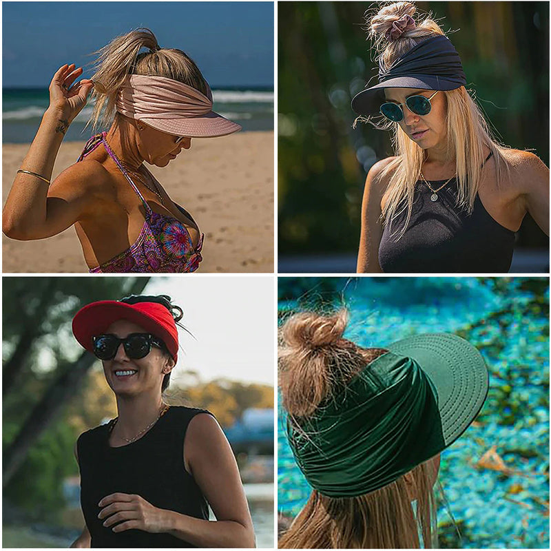 Stylish women's sun hat in nylon, offering UV protection for summer fashion and travel