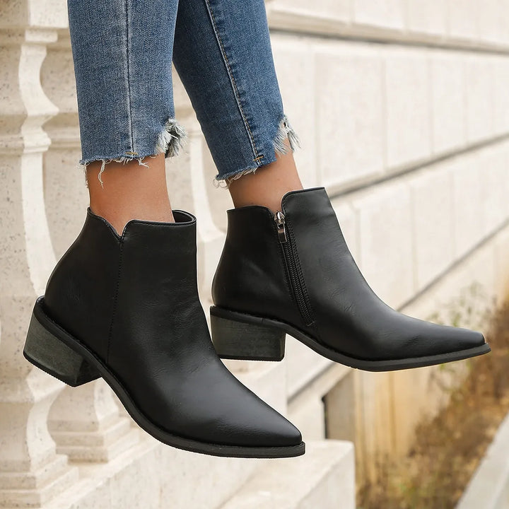 High-quality women's Verona leather ankle boots, perfect for adding a touch of elegance to any look.